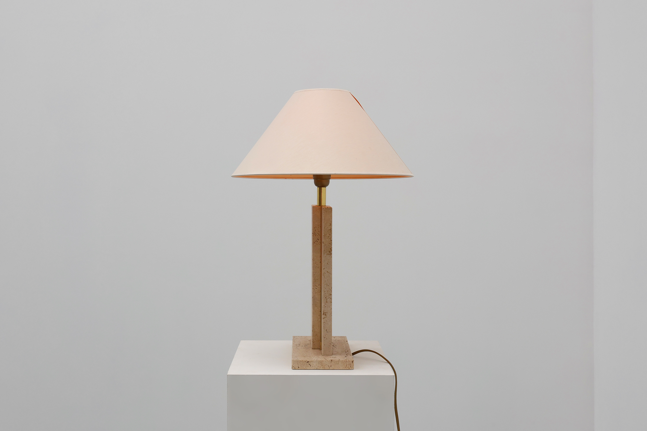 Travertin and messing table lamp by Belino in Hollywood regency stylethumbnail